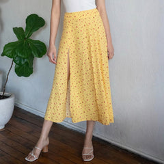 Women Skirt Fashion Elegant Vintage Black Floral Skirts Womens 2021 New High Waist Midi Skirt Sexy Side High Slit Woman Skirts voguable