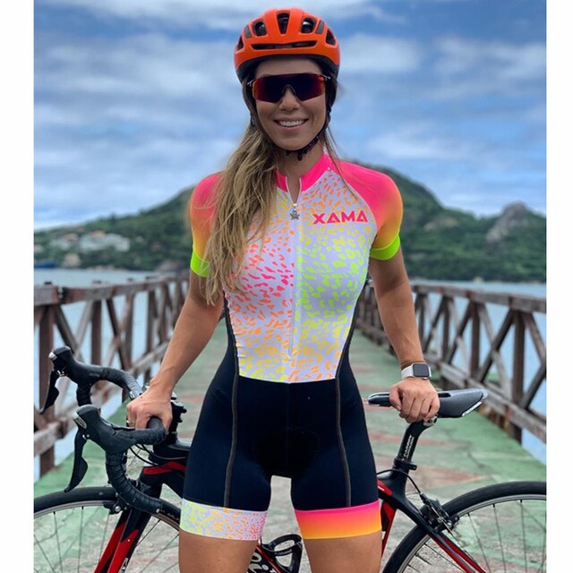 Xama women skinsuit cycling Jersey road bicycle Short sleeve jumpsuit summer cycles clothes Triathlon clothing ropa ciclismo mtb voguable