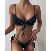 In-X Brazilian micro bikinis 2021 mujer Sexy string swimsuit female pleated bikini set Yellow swimwear women Mini bathing suit voguable