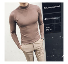 Voguable Autumn New Men's Turtleneck Sweaters Male Slim Fit Solid Color High Neck Sweater Men Long Sleeve Knitted Pullover Tops 3XL voguable