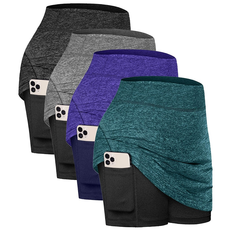 NEW Women's Active Athletic Skorts Skirt with Pocket UV Protection for Running Tennis Golf Workout Fitness Running Yoga Short voguable