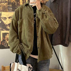 Voguable Autumn and Winter New Casual Corduroy Men's jacket Fashion Solid Color men jacket Loose All-match jackets coats voguable