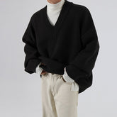 Voguable men's wear autumn winter V-neck sweater fashionable loose style knitted tops thickened loose vintage clothes male 9Y3277 voguable