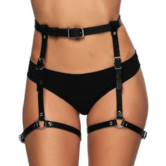 Punk Black Leather Sword Belt Waist Garter Handmade Body Bondage Sexy Leg Suspenders Harness Stockings Belts For Women voguable
