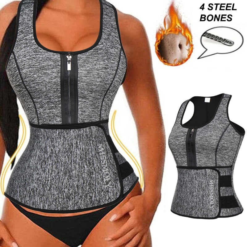 Women Neoprene Waist Trainer Sweat Sauna Suit Waist Cincher Slimming Vest Adjustable Waist Trimmer Belt Tank Top Shapewear voguable