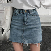 Gentillove Casual High Waist Pencil Denim Skirts Women 2021 Summer Black Blue Solid Pockets Button All-matched Jeans Skirt voguable