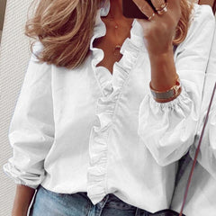 Womens Tops And Blouses Elegant Long Sleeve White Ol Shirt Ladies Solid Color Chemise Femme Blusa Feminina Streetwear voguable