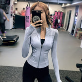 Women's Thin Jacket Tight Yoga Clothes Long Sleeve Running With Zipper Coat Winter Sport Top Female Sports Hoodies voguable