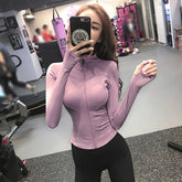 Women's Thin Jacket Tight Yoga Clothes Long Sleeve Running With Zipper Coat Winter Sport Top Female Sports Hoodies voguable
