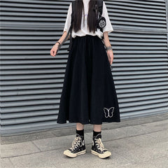 Autumn Women Skirts high waist student Korean Style Dark vintage Ruffle Long A-line skirts women fashion 2022 voguable