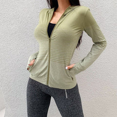 Women's Thin Jacket Tight Yoga Clothes Long Sleeve Running With Zipper Coat Winter Sport Top Female Sports Hoodies voguable