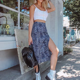Voguable Fashion Skirt Women 2021 Cross-Border Women's Leopard Print Skirts Women High Waist Elastic Split midi A- line Skirt Streetwear voguable