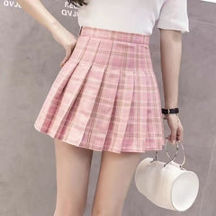 Sexy women short skirt cute female pleated skirt spring and autumn high waist solid color mini skirt summer female skirt voguable
