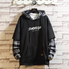 Voguable 2021 Autumn Spring Black Patchwork Hoodies MEN'S Sweatshirts Hiphop Punk Streetwear Casual Pullover voguable