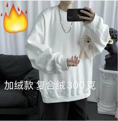 Voguable Men's Fashion Removable Bear Hoodies Cotton Casual Sweatshirts Round Neck Masculino Pullovers Streetwear Loose Coats S-XL voguable