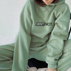 Voguable Tracksuit Women's Suit Letter Print Hooded Hoodie Casual Sportwear Pants Sets 2021 Spring Female Oversize 2 Piece Set Tracksuits voguable