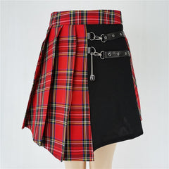 Voguable Gothic Sweet Women Pleated Skirt Fashion Plaid Mini High Waist Chic Skirt Kawaii Summer Casual Ladies Plaid Pleated Skirt voguable