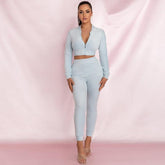 Voguable Y2k Spring Autumn Two Piece Women's Set 2021 Streetwear Casual Sports Letter Embroidery Long Sleeve jacket Pants Women Tracksuit voguable