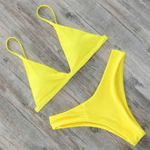 Mini Bikini Set Micro Swimsuit Women Push Up Bikini 2021 Sexy Swimwear Halter Bandage Bathing Suit Solid Mayo Brazilian Biquini voguable