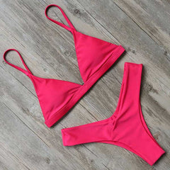 Mini Bikini Set Micro Swimsuit Women Push Up Bikini 2021 Sexy Swimwear Halter Bandage Bathing Suit Solid Mayo Brazilian Biquini voguable