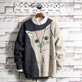 Voguable Wholesale embroidery teenagers casual Couple cat sweater men's autumn and winter lazy warmth base thick plus velvet sweater voguable