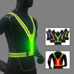 LED Cycling Vest High Visibility Outdoor Running Cycling Reflective Safety Vest Adjustable Elastic Strap Riding Reflective Belt voguable