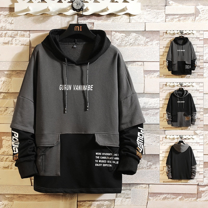 Voguable Japan Style Casual O-Neck 2021 Spring Autumn Print Hoodie Sweatshirt Men'S Thick Fleece Hip Hop High Streetwear Clothes voguable