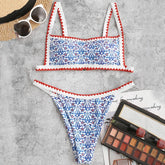 In-X Print bikini 2021 Bandeau swimsuit women Patchwork 2 pieces set High cut swimwear female Sports bathing suit biquini summer voguable