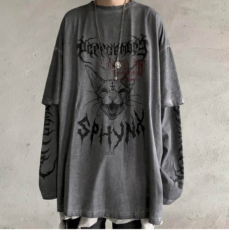 Voguable Punk Unisex T Shirt Streetwear Cool Patchwork Tshirt Harajuku Summer Tops Tees Spring Long Sleeve High Street Loose Japan Style voguable