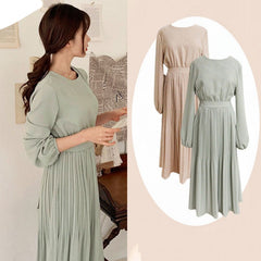 Women Autumn Fall New Arrivals Design Elegant Retro Vintage Korean Style Solid Long Dress voguable