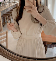 Women Autumn Fall New Arrivals Design Elegant Retro Vintage Korean Style Solid Long Dress voguable