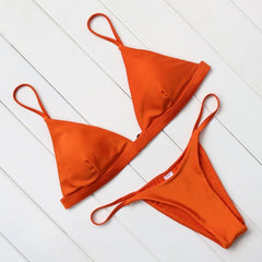Mini Bikini Set Micro Swimsuit Women Push Up Bikini 2021 Sexy Swimwear Halter Bandage Bathing Suit Solid Mayo Brazilian Biquini voguable
