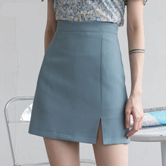 HELIAR Women Skirts Preppy Style A-line High-waist Split Mini Skirts Women Solid Elegant Casual OL Skirts For Women 2021 Autumn voguable