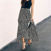 SURMIITRO Polka Dot Print Long Maxi Summer Skirt Women Fashion 2021 White Black Split High Waist Sun Wrap Aesthetic Skirt Female voguable