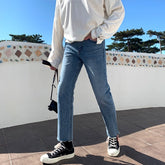 Voguable Men'S Straight Casual Jeans Korean All-Match Men'S Spring Jeans Loose Nine Points Slim Men Pants 2021 voguable