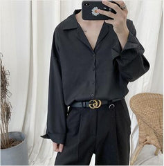 Voguable 2021 Men's Suit Collar Lining Loose Coats Long Sleeve Slim Fit Shirt French Cuff Mens Fashion 6 Color Shirts Camisa Masculina voguable