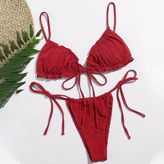 Para Praia Sexy Bikini 2021 Brazilian Swimsuit Women Bandage Swimwear Thong Bikini Set High Cut Bathing Suit Female Beachwear voguable