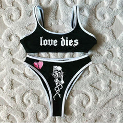 Meihuida 2021 Women's Sexy Pattern Printing Bikini Sleeveless Tank Tops Briefs Swimsuit Classic Bare Midriff Two-pieces Set voguable