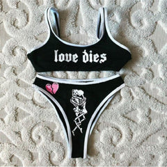 Meihuida 2021 Women's Sexy Pattern Printing Bikini Sleeveless Tank Tops Briefs Swimsuit Classic Bare Midriff Two-pieces Set voguable