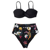 CUPSHE Red And Floral Push Up High Waist Bikini Sets Swimsuit Sexy Two Pieces Swimwear Women 2021 New Beach Bathing Suits voguable