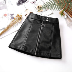 2021 new spring autumn Girls Kids leather PU zipper skirt comfortable cute baby Clothes Children Clothing voguable