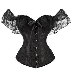 S-XXL Corset Women Lace Up Satin Boned Overbust Waist Trainer Corset Bustier Bodyshaper Top Plus Size G-string Push up Shapewear voguable