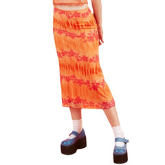 Summer Print Skirt Women A-Line Trendy Y2K Skirts Harajuku Knee-Length Casual High Waist Party Streetwear Bodycon E-girl Skirt voguable