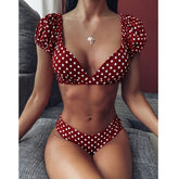 Sexy Polka Dot Bikini Women 2021 Two Piece Swimsuit Push Up Swimwear Floral Side Bathing Suit Brazilian Beach Wear Swimming Suit voguable