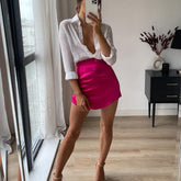 Voguable Women Skirts Summer Fashion Silk Satin High-Waisted Skirt Woman Sexy Party Bag Hip Side zipper Mini Skirt Female voguable