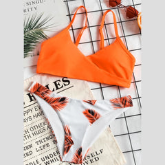 RUUHEE Women Swimsuit Push Up Solid Swimwear High Cut Floral Bathing Suit with Padded 2021 Bikini Set Bikini Swimwear Women voguable