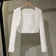 Professional Dress Suit Women's Fashion Slim Fit Short Blazer Jacket Top Midi Pencil Dress Black White Office Lady Business Wear voguable