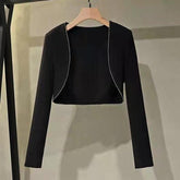 Professional Dress Suit Women's Fashion Slim Fit Short Blazer Jacket Top Midi Pencil Dress Black White Office Lady Business Wear voguable