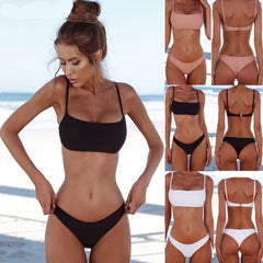 New Solid Women Sexy Bikini Set Push Up Swimming Suit Fashion Swimsuit Low Waist Two-Piece Swimwear Bathing Wear Female Biquini voguable