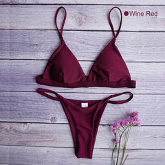 Low Waist Bikini Swimwear Women Swimsuit Push Up Female Bathing Suit Triangle Brazilian Bikini Set 2021 New Beachwear Sexy Thong voguable